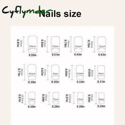 Cyflymder 24pcs/set Short Square Fake Nails for Women Girls Pink Green Blue Yellow Purple Tips Faux Ongles Press on False Nail Supplies
