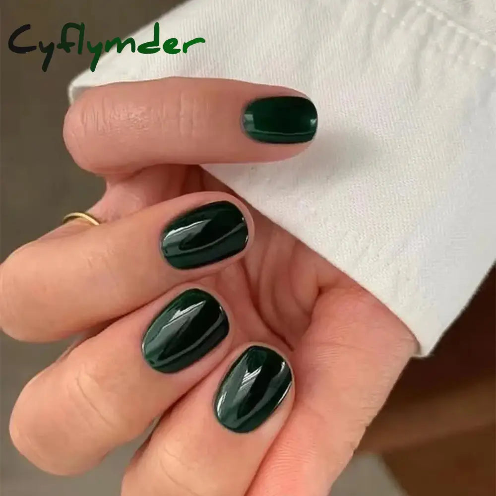 Cyflymder 24Pcs/Set Single Color Glossy False Nails Full Cover Removable Fake Nails Art Faux Acrylic Press on Nail Tools Short Nails Tips