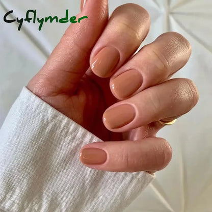 Cyflymder 24Pcs/Set Single Color Glossy False Nails Full Cover Removable Fake Nails Art Faux Acrylic Press on Nail Tools Short Nails Tips