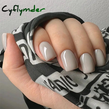 Cyflymder 24Pcs/Set Single Color Glossy False Nails Full Cover Removable Fake Nails Art Faux Acrylic Press on Nail Tools Short Nails Tips