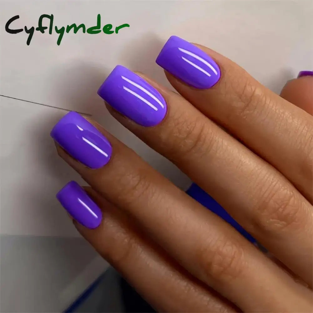 Cyflymder 24Pcs/Set Single Color Glossy False Nails Full Cover Removable Fake Nails Art Faux Acrylic Press on Nail Tools Short Nails Tips