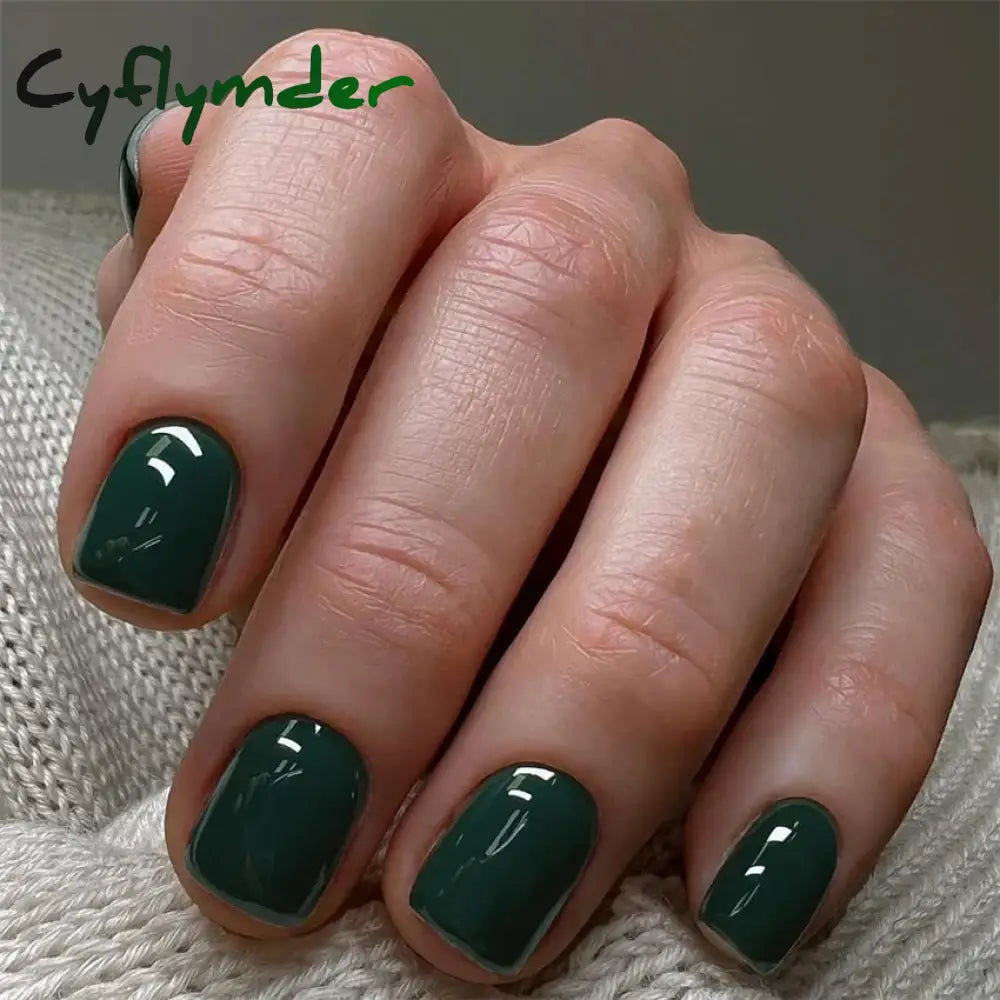 Cyflymder 24Pcs/Set Single Color Glossy False Nails Full Cover Removable Fake Nails Art Faux Acrylic Press on Nail Tools Short Nails Tips