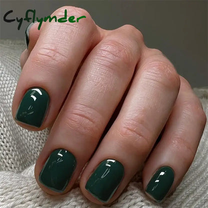 Cyflymder 24Pcs/Set Single Color Glossy False Nails Full Cover Removable Fake Nails Art Faux Acrylic Press on Nail Tools Short Nails Tips