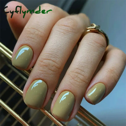 Cyflymder 24Pcs/Set Single Color Glossy False Nails Full Cover Removable Fake Nails Art Faux Acrylic Press on Nail Tools Short Nails Tips