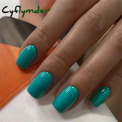 Cyflymder 24Pcs/Set Single Color Glossy False Nails Full Cover Removable Fake Nails Art Faux Acrylic Press on Nail Tools Short Nails Tips