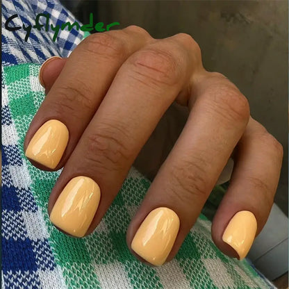 Cyflymder 24Pcs/Set Single Color Glossy False Nails Full Cover Removable Fake Nails Art Faux Acrylic Press on Nail Tools Short Nails Tips