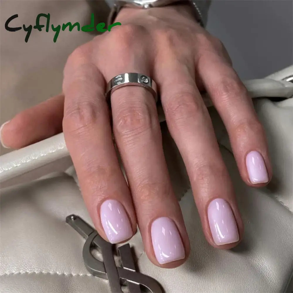 Cyflymder 24Pcs/Set Single Color Glossy False Nails Full Cover Removable Fake Nails Art Faux Acrylic Press on Nail Tools Short Nails Tips