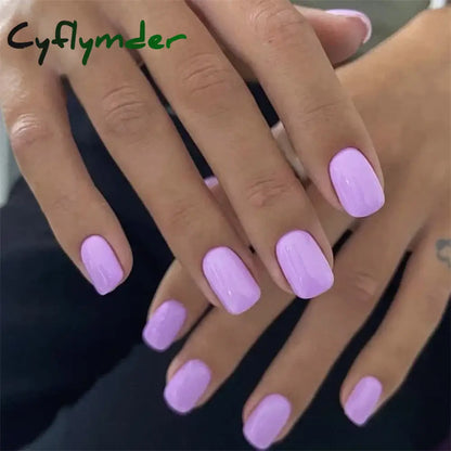 Cyflymder 24Pcs/Set Single Color Glossy False Nails Full Cover Removable Fake Nails Art Faux Acrylic Press on Nail Tools Short Nails Tips