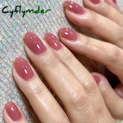 Cyflymder 24Pcs/Set Single Color Glossy False Nails Full Cover Removable Fake Nails Art Faux Acrylic Press on Nail Tools Short Nails Tips