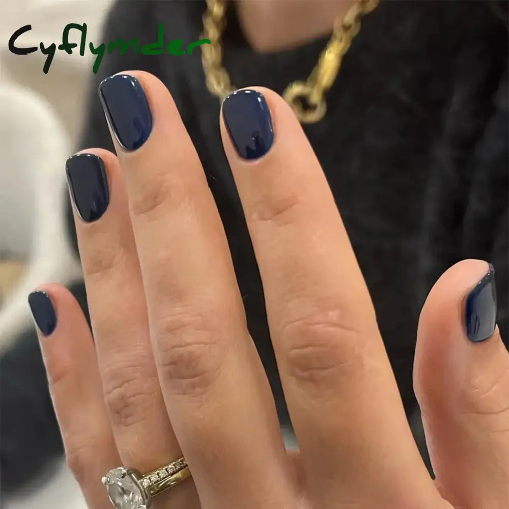 Cyflymder 24Pcs/Set Single Color Glossy False Nails Full Cover Removable Fake Nails Art Faux Acrylic Press on Nail Tools Short Nails Tips