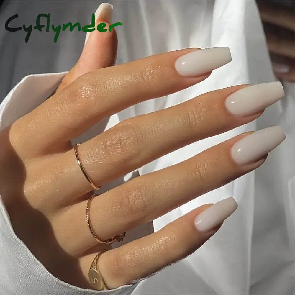 Cyflymder 24Pcs/Set Single Color Glossy False Nails Full Cover Removable Fake Nails Art Faux Acrylic Press on Nail Tools Short Nails Tips