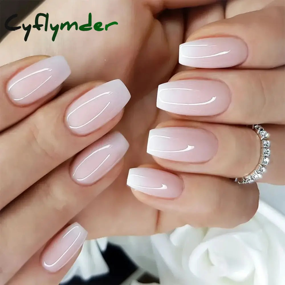 Cyflymder 24Pcs/Set Single Color Glossy False Nails Full Cover Removable Fake Nails Art Faux Acrylic Press on Nail Tools Short Nails Tips