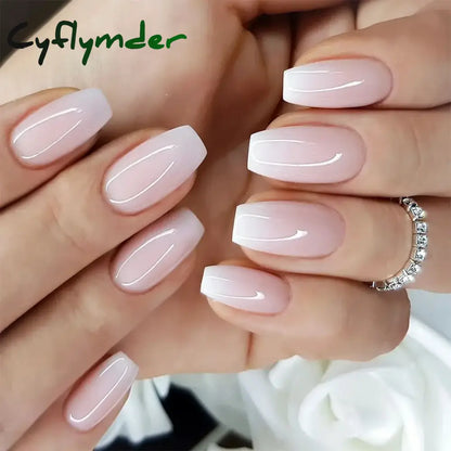 Cyflymder 24Pcs/Set Single Color Glossy False Nails Full Cover Removable Fake Nails Art Faux Acrylic Press on Nail Tools Short Nails Tips