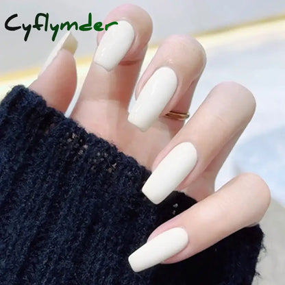 Cyflymder 24Pcs/Set Single Color Glossy False Nails Full Cover Removable Fake Nails Art Faux Acrylic Press on Nail Tools Short Nails Tips