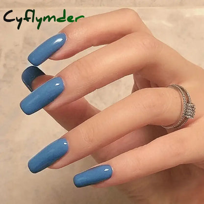 Cyflymder 24Pcs/Set Single Color Glossy False Nails Full Cover Removable Fake Nails Art Faux Acrylic Press on Nail Tools Short Nails Tips