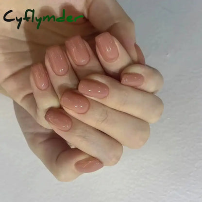 Cyflymder 24Pcs/Set Single Color Glossy False Nails Full Cover Removable Fake Nails Art Faux Acrylic Press on Nail Tools Short Nails Tips