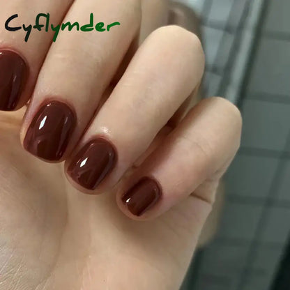 Cyflymder 24Pcs/Set Single Color Glossy False Nails Full Cover Removable Fake Nails Art Faux Acrylic Press on Nail Tools Short Nails Tips
