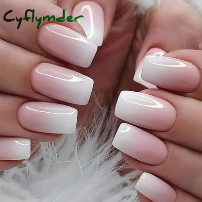 Cyflymder 24Pcs/Set Single Color Glossy False Nails Full Cover Removable Fake Nails Art Faux Acrylic Press on Nail Tools Short Nails Tips