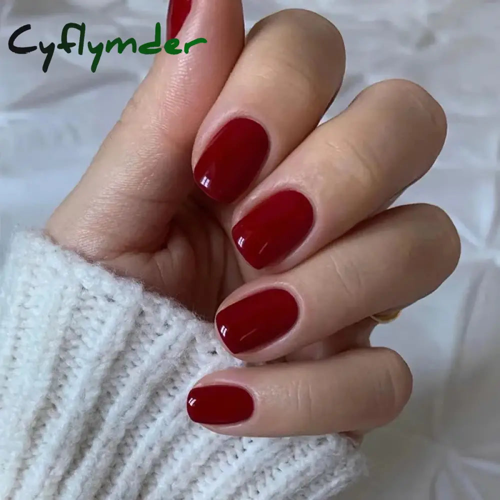 Cyflymder 24Pcs/Set Single Color Glossy False Nails Full Cover Removable Fake Nails Art Faux Acrylic Press on Nail Tools Short Nails Tips