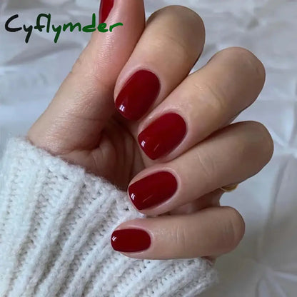 Cyflymder 24Pcs/Set Single Color Glossy False Nails Full Cover Removable Fake Nails Art Faux Acrylic Press on Nail Tools Short Nails Tips