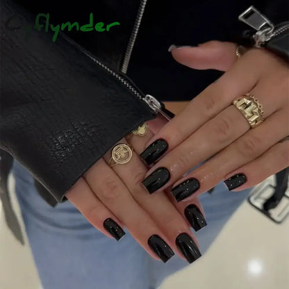 Cyflymder 24Pcs/Set Single Color Glossy False Nails Full Cover Removable Fake Nails Art Faux Acrylic Press on Nail Tools Short Nails Tips