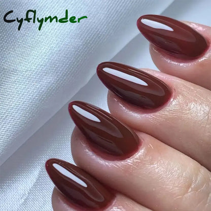 Cyflymder 24Pcs/Set Single Color Glossy False Nails Full Cover Removable Fake Nails Art Faux Acrylic Press on Nail Tools Short Nails Tips
