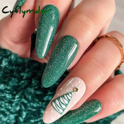 Cyflymder 24Pcs/Set White Long Almond Fake Nails Art Black Heart Oval Artificial Removable Acrylic Press on Nail Hot Sale Stick on Nails