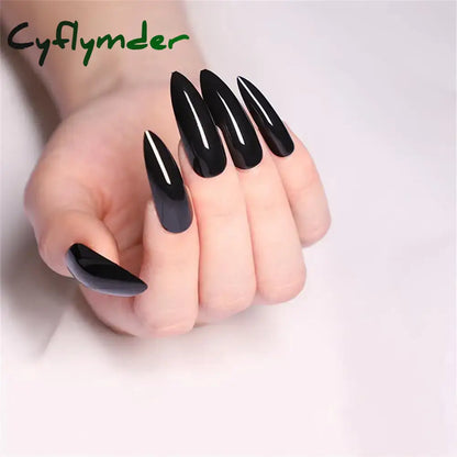 Cyflymder 24pcs Short Almond False Nails Flower Pattern Oval Fake Nails Press on Nails Full Cover Wearable Manicure Acrylic Nail Tips