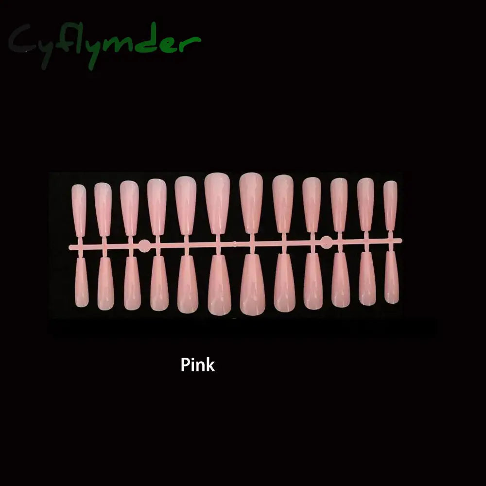 Cyflymder 24pcs Wine Red Powder Fake Nails Square Head French Ballet Nail Press on Nails Gradient False Nails Waterproof Faux Fingernails