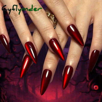 Cyflymder Grey Sparkling Cat Eye Cute Bowknot Nail Art Solid Color Fake Nails Detachable Finished False Nails Press on Nails with Glue