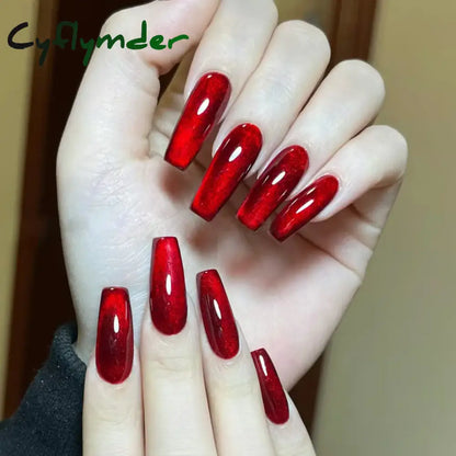 Cyflymder Grey Sparkling Cat Eye Cute Bowknot Nail Art Solid Color Fake Nails Detachable Finished False Nails Press on Nails with Glue