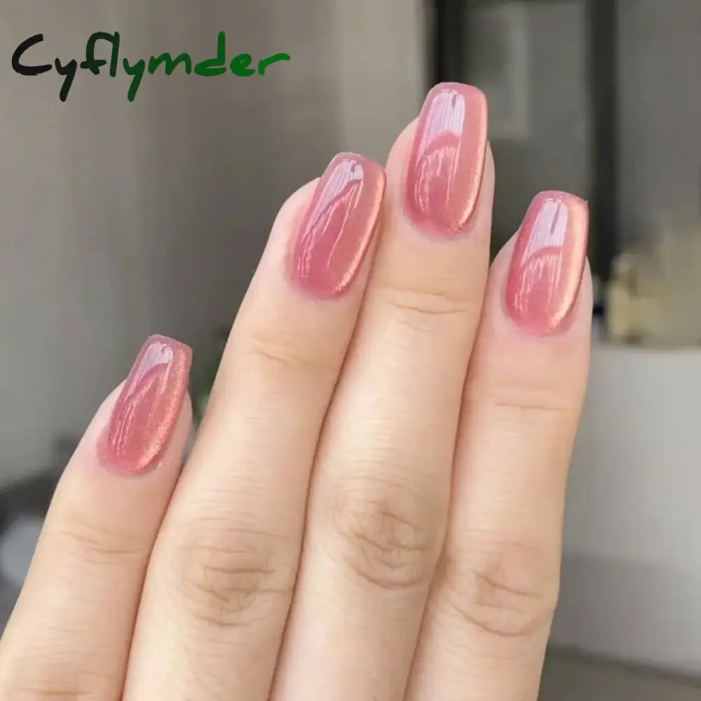 Cyflymder Grey Sparkling Cat Eye Cute Bowknot Nail Art Solid Color Fake Nails Detachable Finished False Nails Press on Nails with Glue