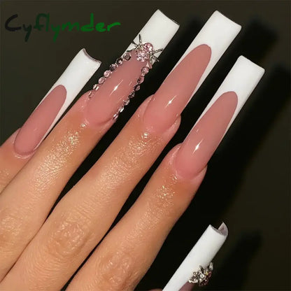 Cyflymder y2k Nails Five-pointed Star Pattern False Nails Halloween Style Long Coffin Ballet Press on Nails For Girl Full Cover Wearable