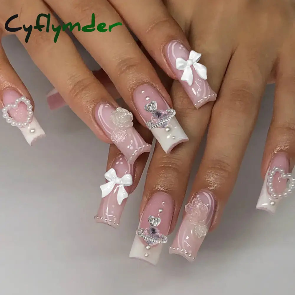 Cyflymder y2k Nails Five-pointed Star Pattern False Nails Halloween Style Long Coffin Ballet Press on Nails For Girl Full Cover Wearable