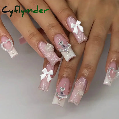 Cyflymder y2k Nails Five-pointed Star Pattern False Nails Halloween Style Long Coffin Ballet Press on Nails For Girl Full Cover Wearable