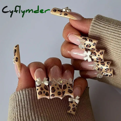 Cyflymder y2k Nails Five-pointed Star Pattern False Nails Halloween Style Long Coffin Ballet Press on Nails For Girl Full Cover Wearable