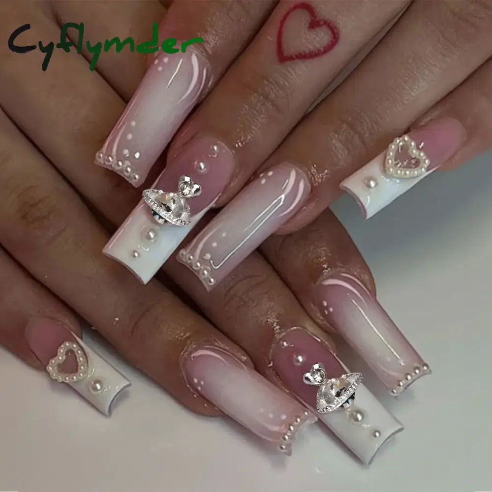 Cyflymder y2k Nails Five-pointed Star Pattern False Nails Halloween Style Long Coffin Ballet Press on Nails For Girl Full Cover Wearable