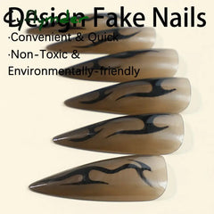 Cyflymder Y2k Super Long Stiletto Nails Halloween Fake Nails Press On Black Acrylic Nail Kits False Nails for Girl Full Cover Nail Tips