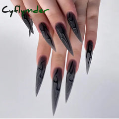 Cyflymder Y2k Super Long Stiletto Nails Halloween Fake Nails Press On Black Acrylic Nail Kits False Nails for Girl Full Cover Nail Tips